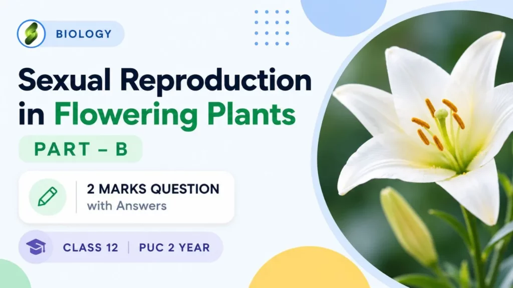 SEXUAL REPRODUCTION IN FLOWERING PLANTS  PART – B  2 MARKS QUESTION WITH ANSWERS  CLASS 12  PUC 2 YEAR
